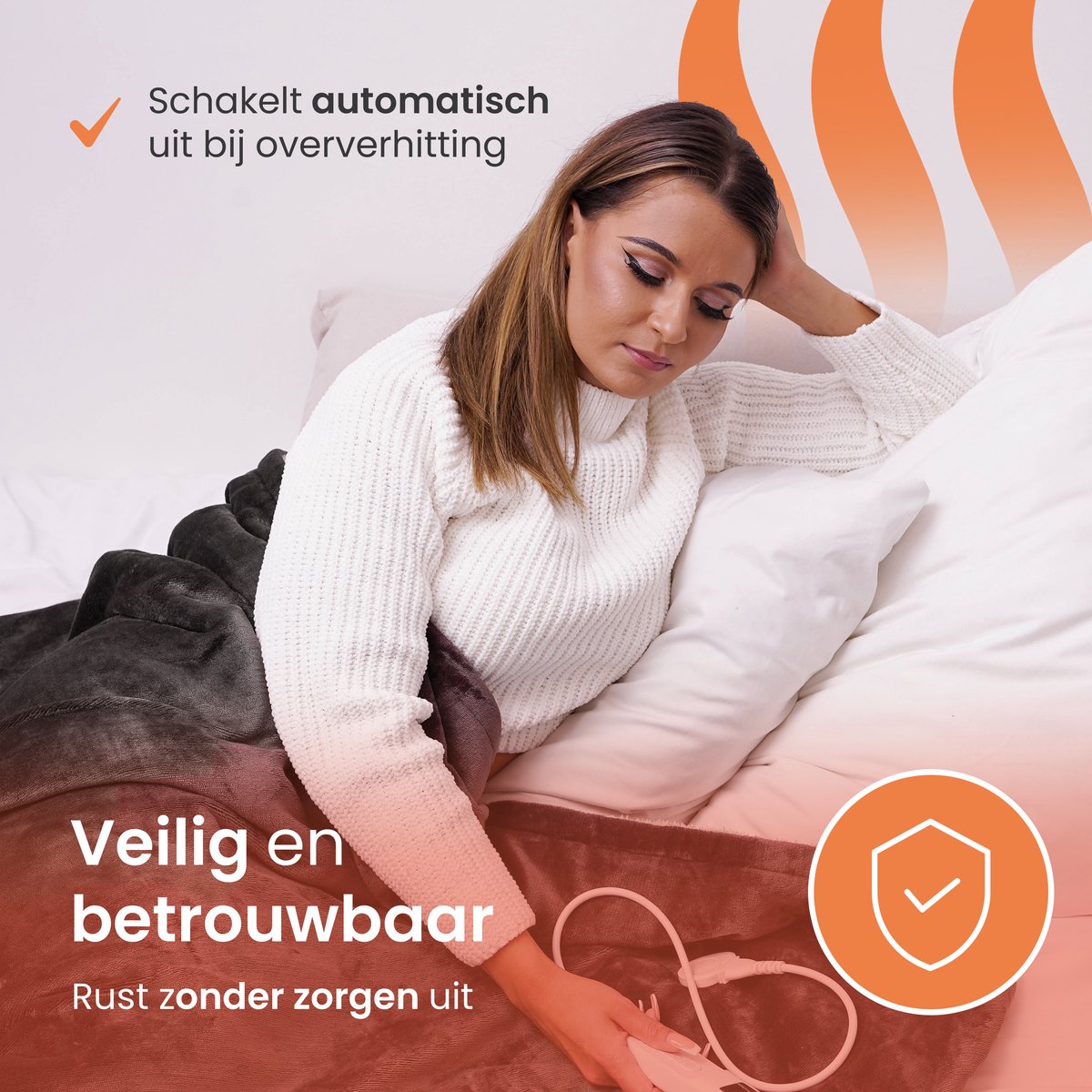 Seranova Elektrische Bovendeken XXL - 180x160 cm - 2 persoons Elektrische Deken - Warmtedeken - Dubbelzijdig - Fleece Sherpa - Antraciet Grijs